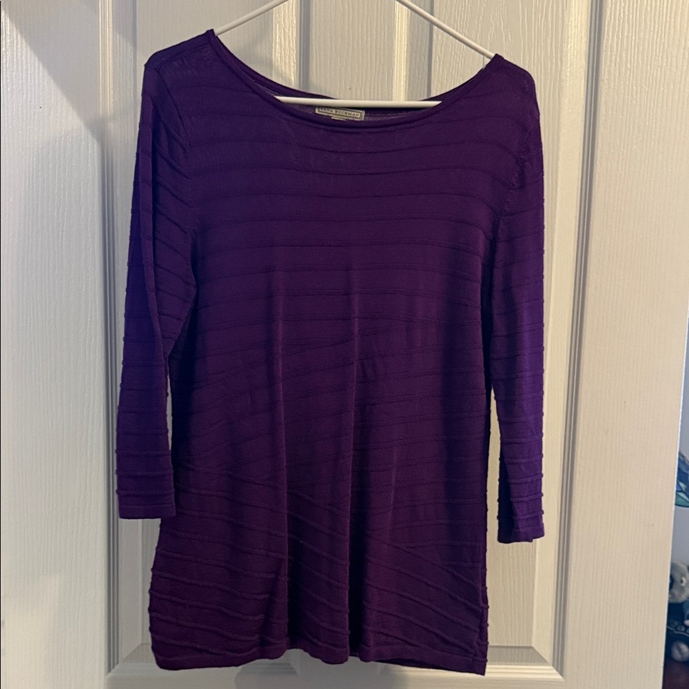 Dana Buchman Rich Purple Knit Top 3/4 Sleeve Size Small